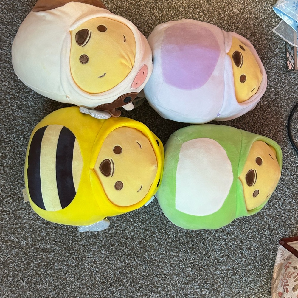 Plush Animal Toy Set - Yellow, Green, Purple, Brown